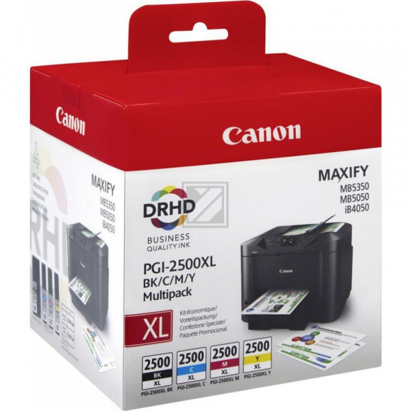 Canon Tintenpatrone gelb, cyan, magenta, schwarz HC (9254B004, PGI-2500XLBK, PGI-2500XLC, PGI-2500XLM, PGI-2500XLY)