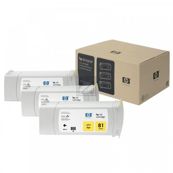 HP Tintenpatrone 3 x gelb (C5069A, 81)