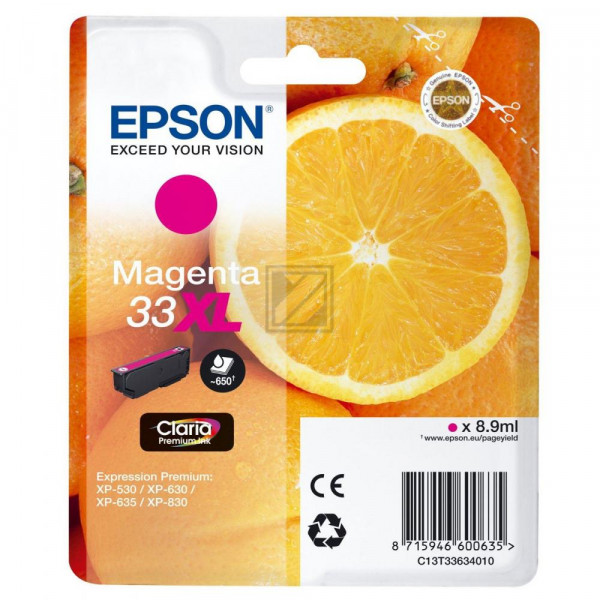 Epson Tintenpatrone with secure magenta HC (C13T33634012, T3363)