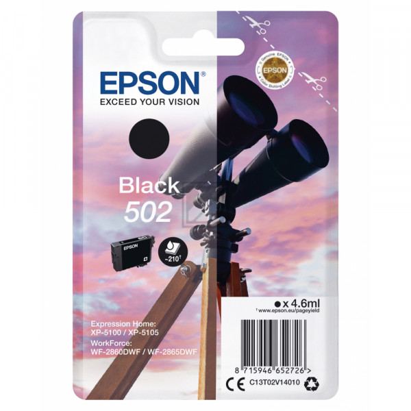 Epson Tintenpatrone schwarz HC (C13T02W14010, 502XL)