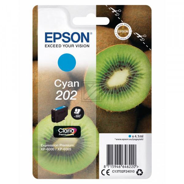 Epson Tintenpatrone cyan (C13T02F24010, 202)