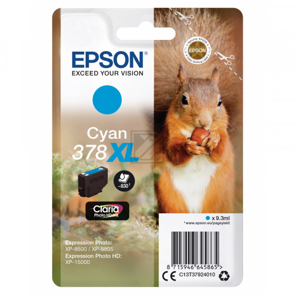 Epson Tintenpatrone cyan HC (C13T37924010, 378XL)