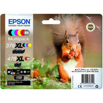 Epson Tintenpatrone gelb, cyan, grau, magenta, schwarz, rot HC (C13T379D4010, 378XL, 478XL)