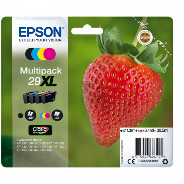 Epson Tintenpatrone gelb, cyan, magenta, schwarz HC (C13T29964012, T2996)